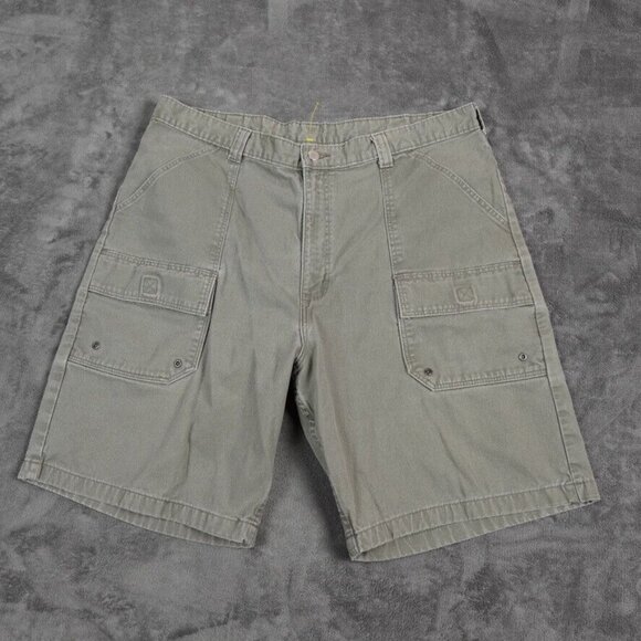 Vintage WRG Jeans Cargo Shorts Mens 38 Olive Green Cotton‎ Wrangler Work - Picture 1 of 12